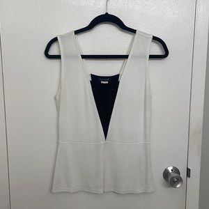 White & Black Peplum Tank Top